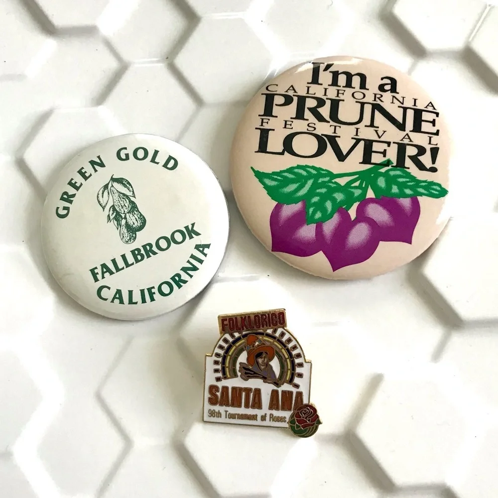 Vintage 80’s California souvenir enamel pin button